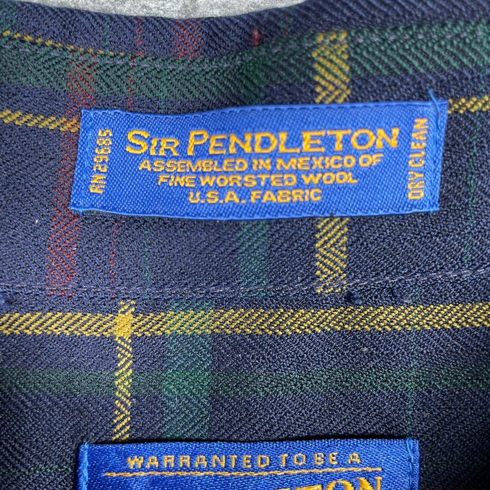 Pendleton 100% Virgin Wool Shirt Mens XXL Blue Sir Pendleton Tartan Plaid Button - Picture 5 of 11